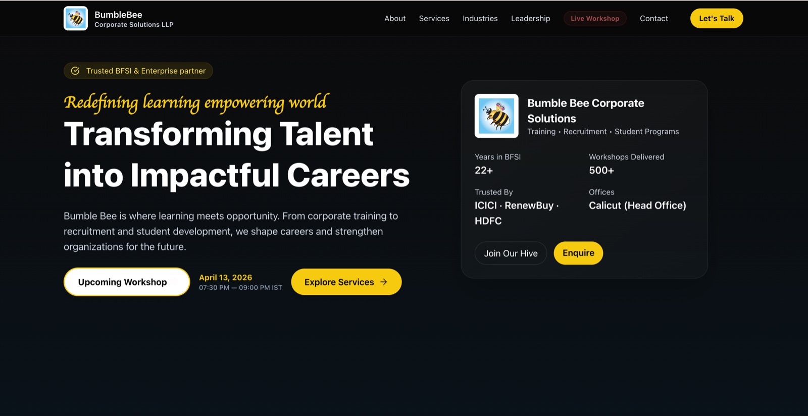 Bumblebee — EdTech Platform project built by Nexlifie